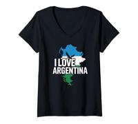 Mujer Emblema Entusiasta I Love Argentina Camiseta Cuello V