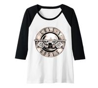 Mujer Emblema Oficial de Guns N Roses para Mujer, diseño Vintage de Bala de Hard Rock Camiseta Manga Raglan