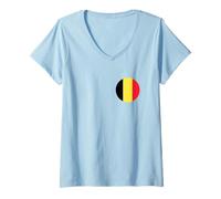 Mujer Emblema Redondo de la Bandera de Bélgica Camiseta Cuello V