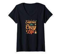 Mujer Embrace the Cozy Life Hygge Comfort Aesthetic Camiseta Cuello V