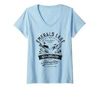 Mujer Emerald Lake Rocky Mountain National Park diseño Desgastado Camiseta Cuello V
