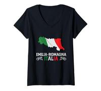Mujer Emilia-Romaña Italia Silueta de Recuerdo Camiseta Cuello V