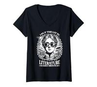 Mujer Emily Bronte I Put the Lit in Literature Autor Escritor Novela Camiseta Cuello V