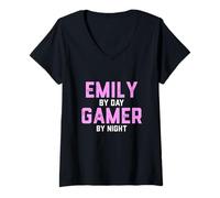 Mujer Emily Gamer - Disfraz de Halloween para niña Gen Z Gaming Emily Camiseta Cuello V