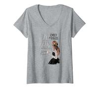 Mujer Emily in Paris Elegant Posing Front The Eiffel Tower Sketch Camiseta Cuello V