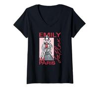 Mujer Emily in Paris Fashion Sketch with Script TV Show Camiseta Cuello V