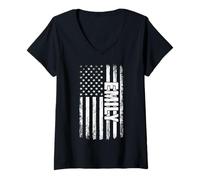 Mujer Emily Nombre Personal Bandera Americana Mujeres Retro Camiseta Cuello V
