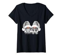 Mujer EMO Christmas with My Gnomies For Gothic Grey Winter GNOME Camiseta Cuello V