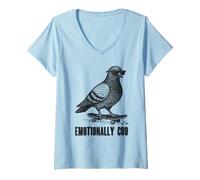 Mujer Emocionalmente Coo Paloma Skateboarding Pájaro Humor Urbano Camiseta Cuello V