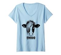 Mujer Emooo - Divertido Gráfico Emo Vaca Juego de palabras Punk Grunge Amante Camiseta Cuello V