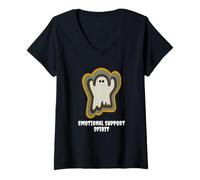 Mujer Emotional Support Spirit Spooky Fall Design Camiseta Cuello V