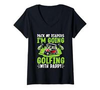 Mujer Empaca mis pañales Voy a Jugar al Golf con papá Camiseta Cuello V