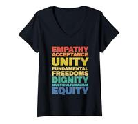 Mujer Empatía Aceptación Unidad Dignidad Multiculturalismo Equidad Camiseta Cuello V