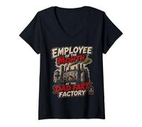 Mujer Empleado del Mes en The Dad Fart Factory Dad Joke Camiseta Cuello V