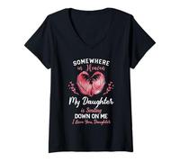 Mujer En algún Lugar del Cielo mi Hija me sonríe Camiseta Cuello V