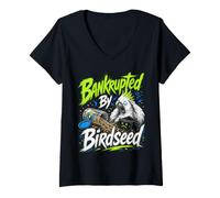 Mujer En bancarrota por Birdseed, Amante del alimentador de pájaros Divertido observador de pájaros Camiseta Cuello V