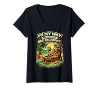 Mujer En Camino a Tomar Malas Decisiones Skeleton Tropical Beach Camiseta Cuello V