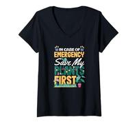Mujer En Caso de Emergencia Save My Plants First Funny Plant Lover Camiseta Cuello V