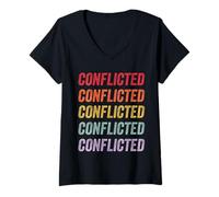 Mujer En conflicto Camiseta Cuello V