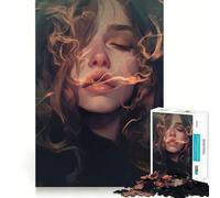 Mujer en el Humo,Rompecabezas de 1000 Piezas para Adultos,Entrenamiento Mental,diversión,Corte de precisión,Bordes Suaves,Actividad Absorbente para Noches tranquilas (38x52cm)