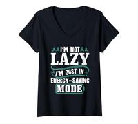 Mujer En El Modo De Ahorro De Energía - Conciencia De Las Macetas Camiseta Cuello V