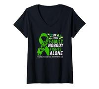 Mujer En esta familia No luchar solo Conciencia de la enfermedad renal Camiseta Cuello V