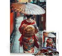 Mujer en Kimono Caminando en Japón Rompecabezas de 1000 Piezas para Adolescentes Agilidad Mental Pasatiempo Relajante Ensambla Seguro Regalo Ideal de Navidad (38x26cm)