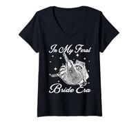 Mujer En la era de mi Novia Salvaje, Divertida Boda, Compromiso, Despedida de Soltera Camiseta Cuello V