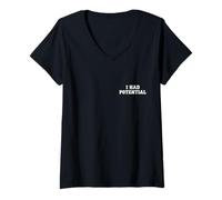 Mujer EN LA Espalda - I Had Potential Funny Physics Joke Retro Vintage Camiseta Cuello V