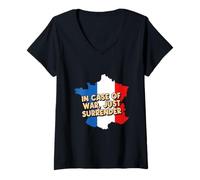 Mujer En la Guerra Just Surrender Savage Cita de Badass francés Camiseta Cuello V