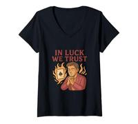 Mujer En la Suerte Confiamos - Mentalidad de Enfoque en el Poker Camiseta Cuello V