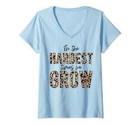 Mujer En los Momentos más difíciles crecemos Amor Positivo Inspirar motivar Camiseta Cuello V