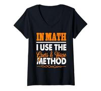 Mujer En Matemáticas Uso el Método Adivina y Espera Camiseta Cuello V
