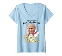 Mujer En Memoria Amorosa el Papa Juan Pablo II y Paloma vivió por la Paz Camiseta Cuello V