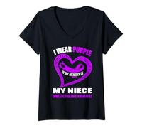 Mujer En memoria de mi sobrina, CONCIENTIZACIÓN SOBRE LA VIOLENCIA DOMÉSTICA Camiseta Cuello V