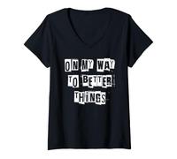 Mujer En mi Camino hacia Mejores Cosas Camiseta Cuello V