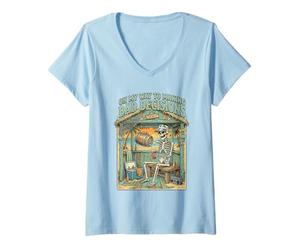 Mujer En mi Camino Tomando Malas Decisiones Esqueleto Vacaciones Camiseta Cuello V