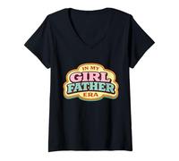 Mujer En Mi Chica Padre Era Nuevo Papá Día Hija Papi Vintage Camiseta Cuello V
