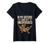 Mujer En mi Defensa me quedé sin supervisión Funny Bigfoot Camiseta Cuello V