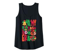 Mujer En mi época de Cantar Canciones navideñas - Cute Groovy Xmas Camiseta sin Mangas