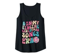 Mujer En mi época de Cantar Canciones navideñas - Cute Groovy Xmas Camiseta sin Mangas