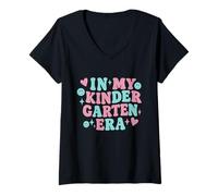 Mujer En mi era de jardín de Infantes Retro Volver a la Escuela Estudiante Maestro Camiseta Cuello V