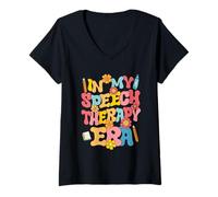Mujer En mi era de Terapia del Habla Patólogo del lenguaje SLP Camiseta Cuello V