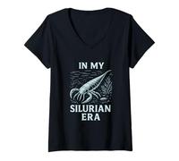 Mujer En mi era siluriana Escorpión Marino Fósil Eurypterid Camiseta Cuello V