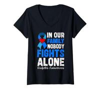 Mujer En Nuestra Familia Nadie Lucha Solo contra la Diabetes Camiseta Cuello V