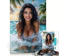 Mujer en Olas del océano Tropical Rompecabezas de 1000 Piezas Juego de ingenio Troquelado de Alta precisión Un pasatiempo Fascinante para los Momentos de Ocio (50x75cm)
