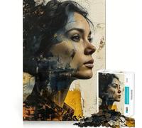 Mujer en Oro Oscuro,Rompecabezas de 1000 Piezas,Juego de Ejercicios mentales,Encaje, Huecos,desafío Interactivo para el Cerebro en casa (50x75cm)