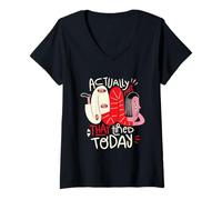 Mujer En realidad no está tan cansado hoy - Arte de positividad extraña Camiseta Cuello V