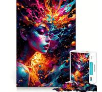 Mujer en remolinos Coloridos Rompecabezas para Adultos 1000 Piezas Juego de Entrenamiento cognitivo Encaje Huecos Actividad Relajante para la Mente (38x52cm)