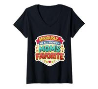 Mujer En Serio... Todos Sabemos Que Soy la Chica Favorita de mamá Camiseta Cuello V